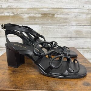 SVEGAN Women’s Black Strappy Heels Size 40 Made In Spain